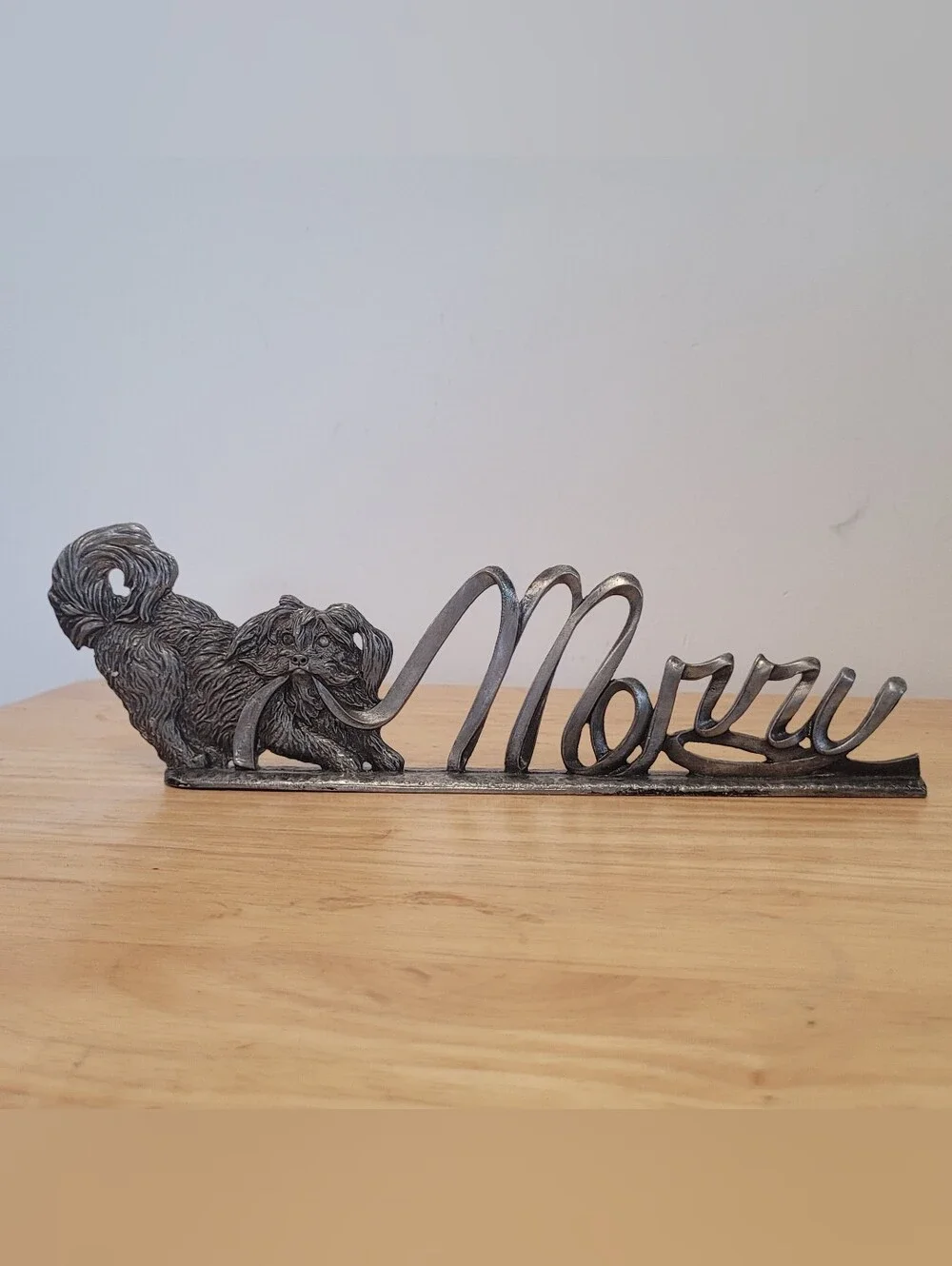 Metzke pewter Christmas dog mantel shelf sitters Vintage Holiday Decor